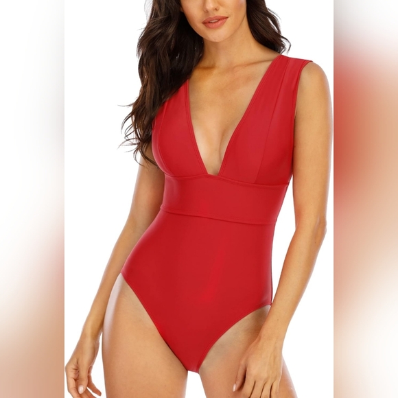 NWT Halcurt Women's Red One-Piece Swimsuit Size Small - Picture 1 of 5